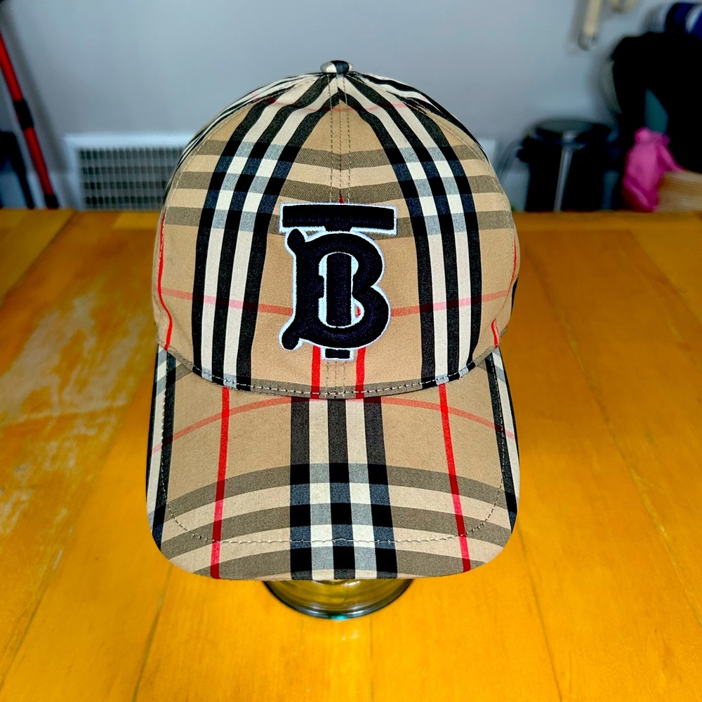 Burberry Monogram Motif Check Cotton Baseball Cap XL